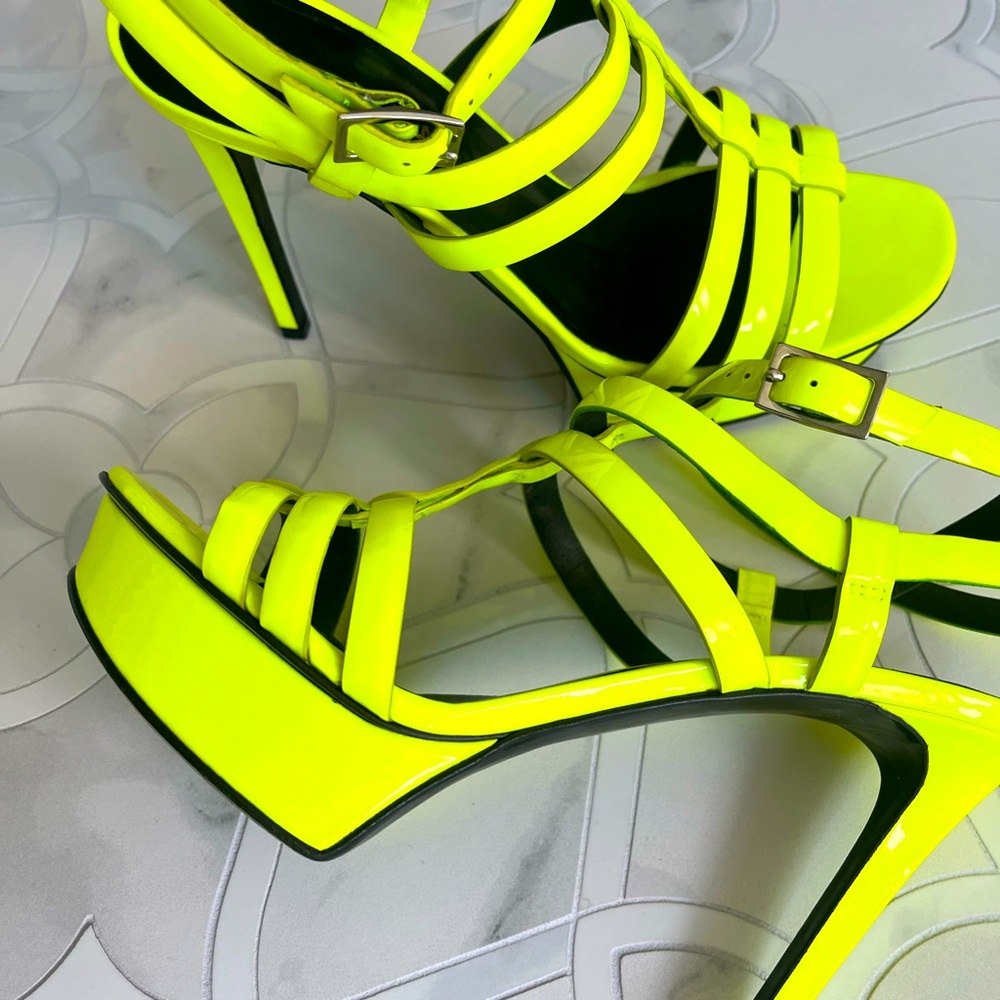 SAINT LAURENT neon yellow heels